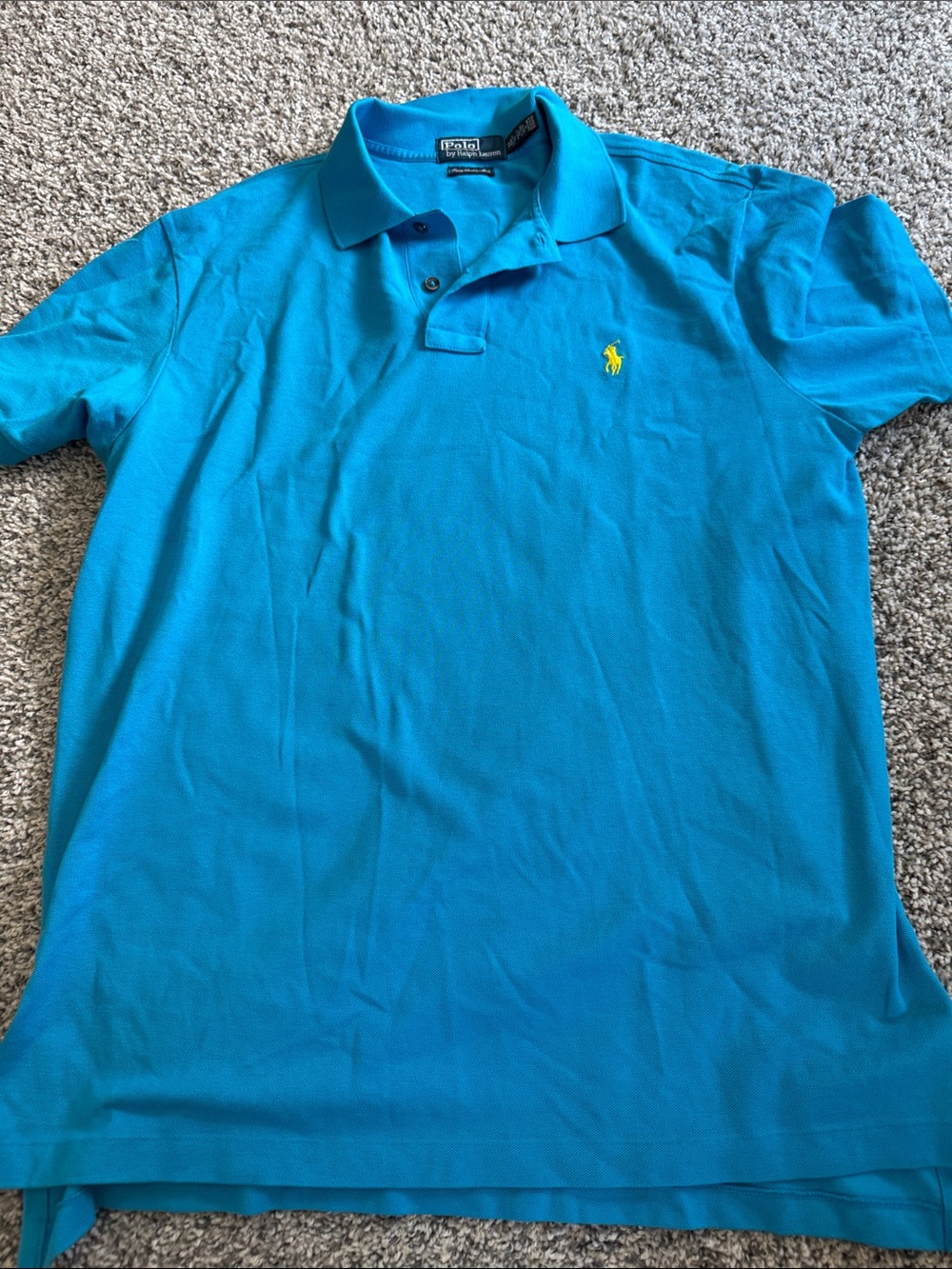 Polo by Ralph Lauren Bright Turquoise Short-Sleeve Polo with Yellow Pony